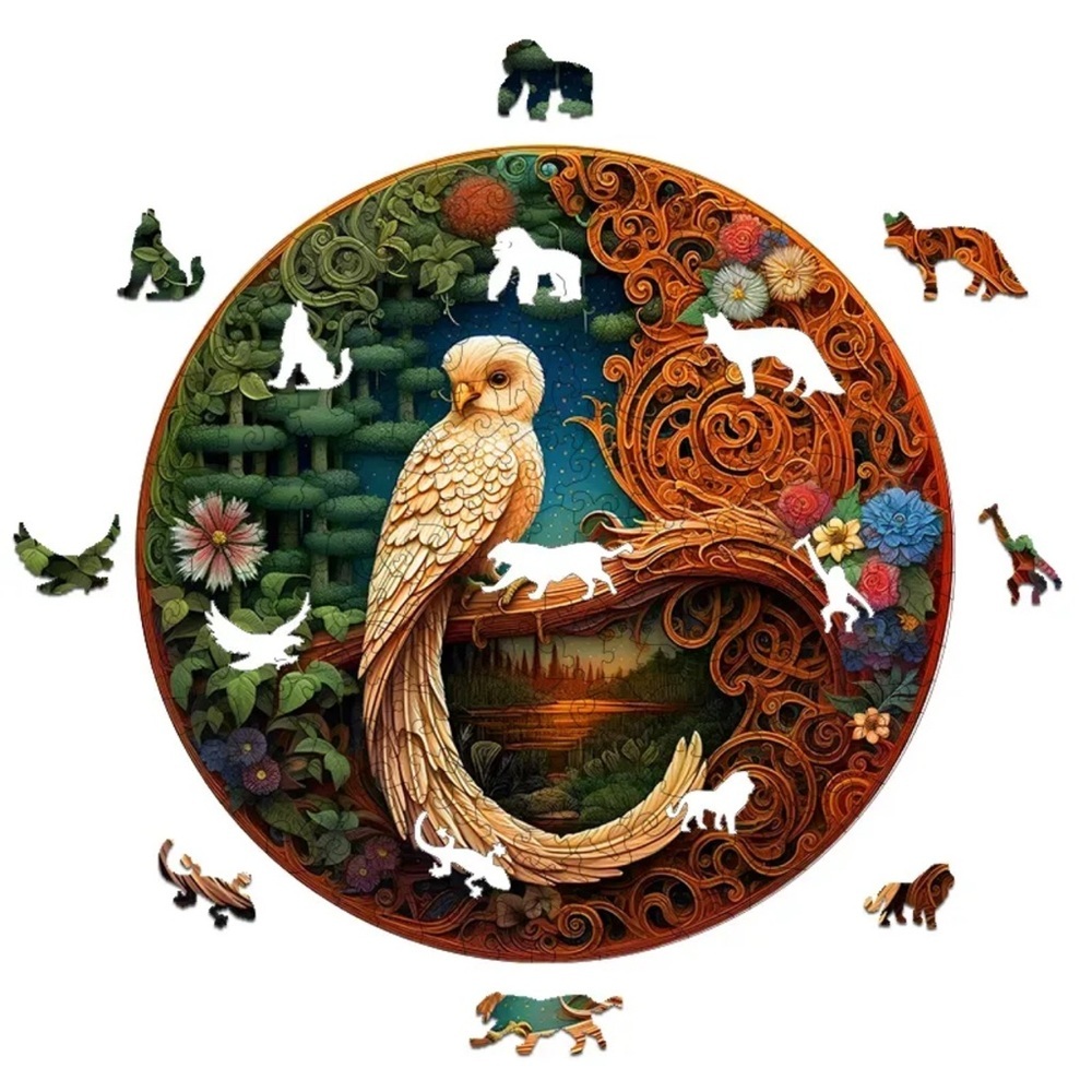 Vibrant Bird and Floral Wooden Puzzle